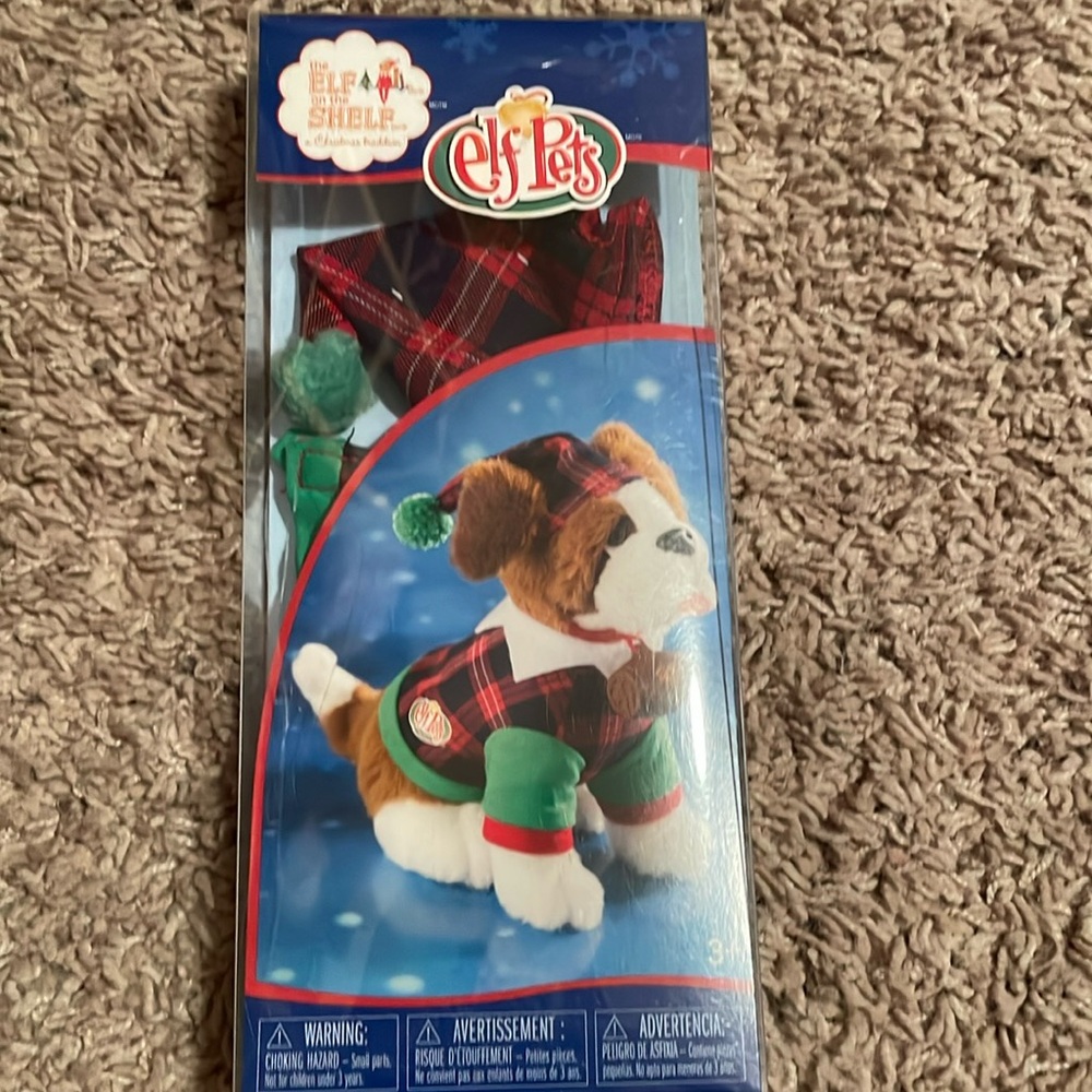 ELF ON THE SHELF SANTAS SAINT BERNARD PET PLAYFUL PUPPY PJ'S PLAID PAJAMAS